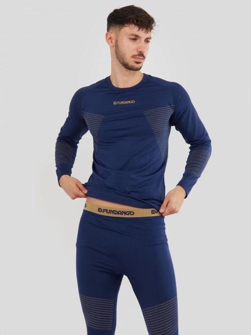 set de lenjerie de corp pt. barbati Fundango Seamless Baselayer Set albastru inchis 5