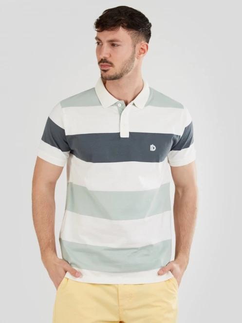 tricou cu guler pt. barbati Fundango Incognito Stripe Poloshirt albastru deschis 2