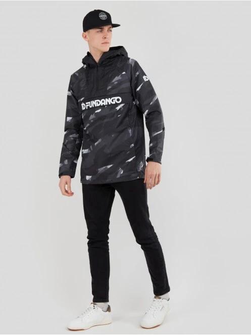 haine de ploaie pt. barbati Fundango Salmo Logo Anorak negru 4