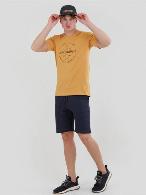 tricou cu maneci scurte pt. barbati Fundango Basic - T Logo-4 T-shirt galben 4