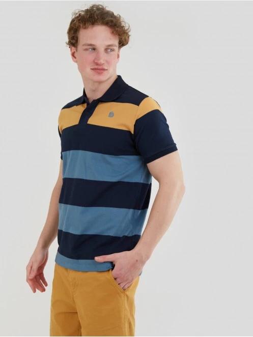 tricou cu guler pt. barbati Fundango Incognito Stripe Poloshirt albastru inchis 2