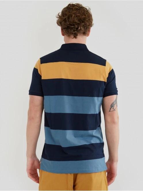 tricou cu guler pt. barbati Fundango Incognito Stripe Poloshirt albastru inchis 3