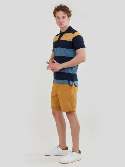 tricou cu guler pt. barbati Fundango Incognito Stripe Poloshirt albastru inchis 4
