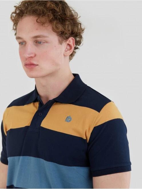 tricou cu guler pt. barbati Fundango Incognito Stripe Poloshirt albastru inchis 5