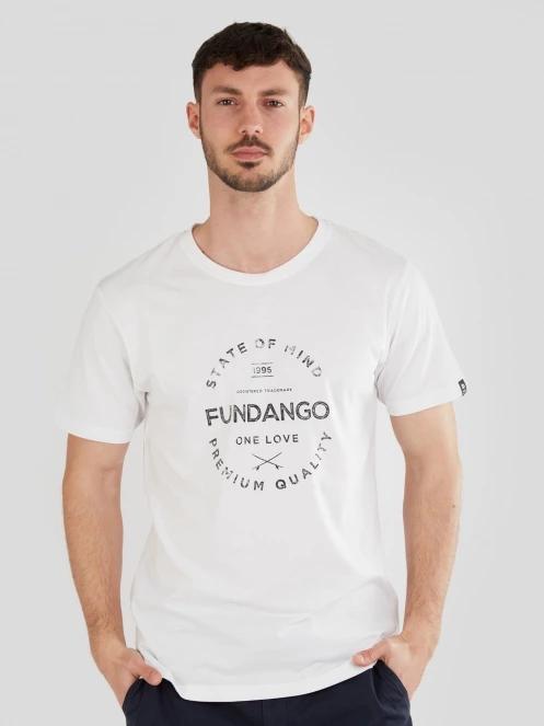 tricou cu maneci scurte pt. barbati Fundango Basic-T Logo 04 alb 2