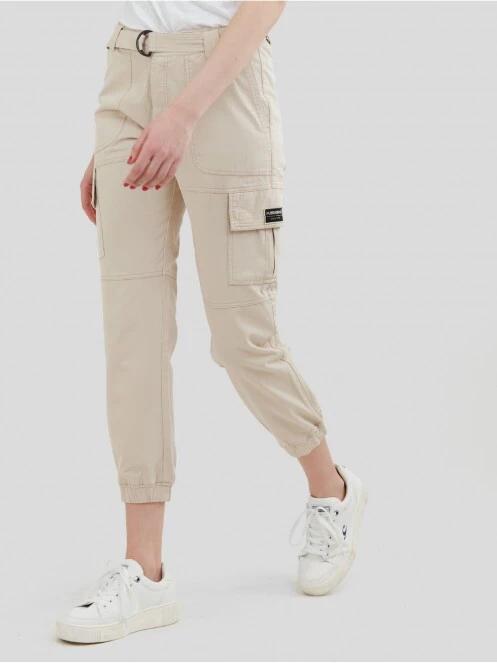 pantaloni de strada cu buzunare laterale pt. femei Fundango Alina Cargo Pants nisip 2