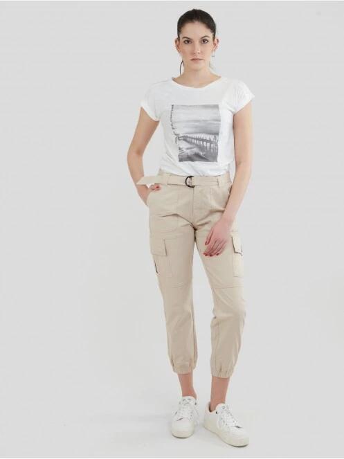 pantaloni de strada cu buzunare laterale pt. femei Fundango Alina Cargo Pants nisip 4