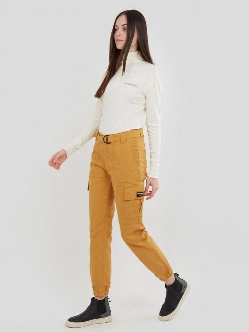 pantaloni de strada cu buzunare laterale pt. femei Fundango Alina Cargo Pants galben 4