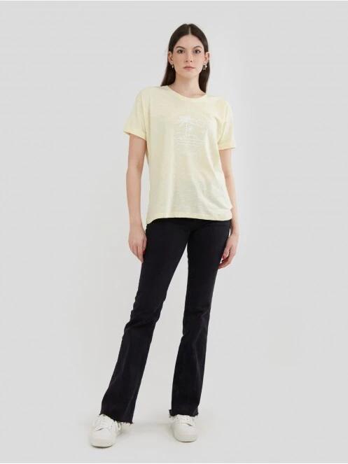 tricou cu maneci scurte pt. femei Fundango Nissa T-shirt galben 4