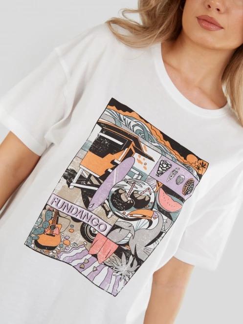 tricou cu maneci scurte pt. femei Fundango Nissa T-shirt alb 6