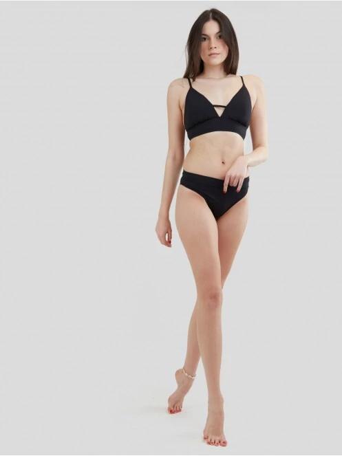 chiloti bikini pt. femei Fundango Sahara Mid Waist Full Bottoms negru 4