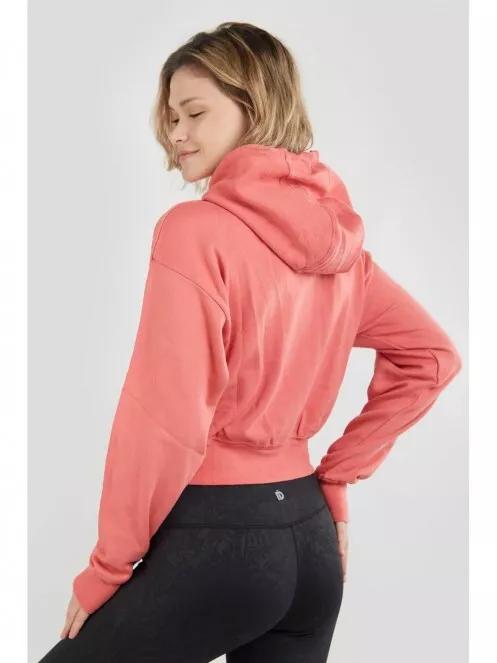 pulover cu gluga pt. femei Fundango Draug Crop Hoodie magenta 3