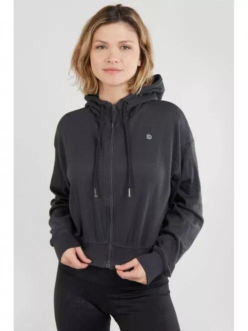 pulover cu gluga pt. femei Fundango Draug Crop Hoodie gri 2