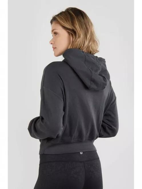 pulover cu gluga pt. femei Fundango Draug Crop Hoodie gri 3
