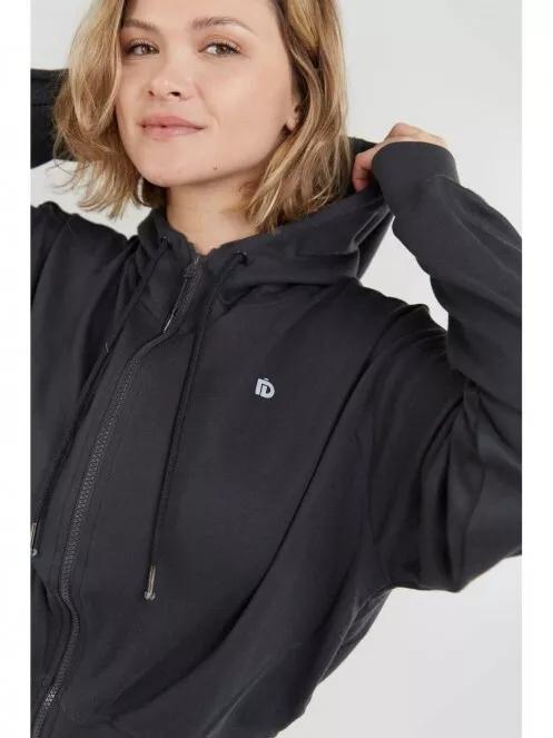 pulover cu gluga pt. femei Fundango Draug Crop Hoodie gri 4