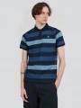tricou cu guler pt. barbati Fundango Incognito Stripe Poloshirt albastru inchis 1