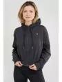 pulover cu gluga pt. femei Fundango Draug Crop Hoodie gri 1